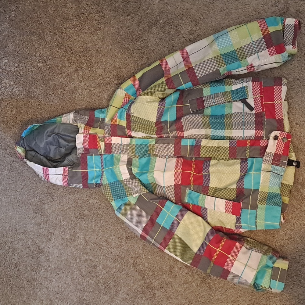 Girls 686 Ski Jacket Size Large Insulated Snow Youth Evolution Plaid